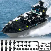 快艇積木 兼容樂高潛水員警察特警灰鯨運輸艦船直升機飛機人仔拼裝積木玩具