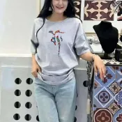 免運費小衆民族風純棉圓領印花短袖T恤寬鬆休閒男女同款藏式特色T恤MZTX