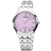 (店+)【CITIZEN 星辰】【柒號本舖】 CITIZEN星辰ECO DRIVE光動能鋼帶女錶-粉面 / EM0411-71X