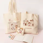 櫻桃小丸子棉布手提袋 - 原色手提袋 側背包 環保購物袋 Eco Bag