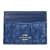 【COACH】金屬LOGO絎縫信用卡證件名片隨身卡(牛仔藍)