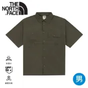 【The North Face 男 排汗快乾工裝短袖襯衫《軍綠》】8G05/DWR防潑水/寬鬆/短袖襯衫/排汗衫