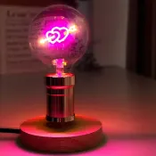 小胖達生活百貨 粉色愛心燈泡 粉色LED愛迪生燈泡 E27螺紋燈泡 G95丘比特一箭穿心檯燈燈泡 藝術裝飾燈復古燈泡 可調光3W粉色燈泡