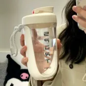 宜百家 運動水壺 運動健身水杯搖搖杯 創意簡約蛋白粉奶昔搖搖杯耐高溫高顏值帶刻度攪拌球健身運動水杯
