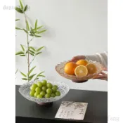 免運可開發票✨復古花邊太陽花玻璃水果盤精緻高端茶几零食擺放盤果盤佛手柑托盤滿額免運
