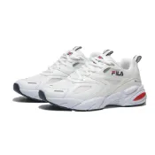 (店+)【FILA】FILA 慢跑鞋 全白 藍紅 皮革 網布 復古 老爹鞋 男 1J907X123