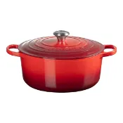 及時雨 生活好物選品 Le Creuset 雙耳圓形鑄鐵鍋 含鋼頭鍋蓋 28公分 櫻桃紅