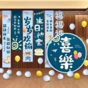 【可改文字】兒童生日快樂場景佈置定製條幅男孩7七週歲派對裝飾拍照背景掛布6