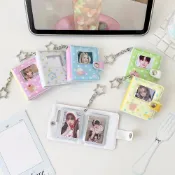 Polka-Dot 2 英寸相冊可愛迷你證件照片收納盒帶小鑰匙扣偶像卡相冊