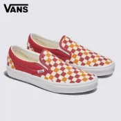 Vans Classic Slip-On 橘色/紅色棋盤格滑板鞋 休閒鞋