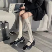 💢限時免運💢女襪 ins小香風刺繡jk襪 女生日系百搭小腿襪子 時尚潮流瘦腿襪 學院風長筒襪 學生襪 壓力瘦腿長襪