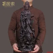 【免運】木雕南海觀世音菩薩佛像擺件騎龍觀音站像居家用客廳寺廟佛堂供奉WS精品
