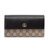 【GUCCI 古馳】GG Marmont 雙G 掀蓋 皮夾 卡夾 長夾 米色 烏木色 黑色 456116