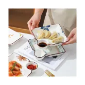 (店+)陶瓷 日式 新中式 陶瓷盤 多功能盤 盤子 分隔盤  沾醬盤 水餃盤 餃子盤 薯條 沙拉 甜點 水果盤 方盤