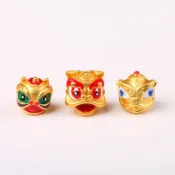 DIY飾品 沙金配件 手工配件 原創配件 高保色 強保色沙金滴油瑞獸醒獅轉運珠隔珠舞獅頭大孔手串手鐲配珠diy飾品配件