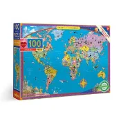 eeBoo 100片拼圖 -  世界地圖 World Map 100 Piece Puzzle