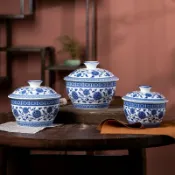 全球選品1館 生活百貨 青花瓷豬油罐家用燉盅耐高溫商用熟油葷油罐油潑辣子辣椒油罐