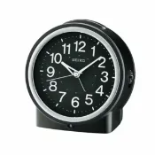 大高雄鐘錶城 seiko SK037 精工鐘 (QHE117K) 燈光效果圓形迷你鬧鐘(黑色)/12.2*11.8*6.6 cm｜樂天領券現折★全館特惠中★指定刷卡回饋10%