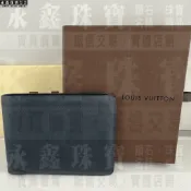 路易威登 Louis Vuitton 男士牛皮短夾 N63123 藍黑色 9成新 n1392-02