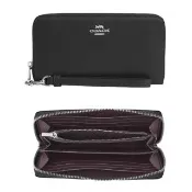 【COACH】新款 銀標LOGO小牛皮ㄇ型拉鍊防刮手拿可拆長夾－氣質黑(CR623 coach 黑色 女夾 女皮夾 女皮包)