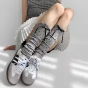 🔥🔥免運/🔥🔥臺灣熱賣 夏季復古波點襪套日系y2k蝴蝶結堆堆襪子女顯瘦腿套保暖發熱襪子