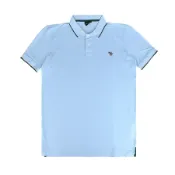 PAUL SMITH胸前LOGO刺繡布標設計有機棉袖polo衫(男款/白藍x深草綠)