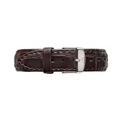 【Daniel Wellington】DW 錶帶 Classic York 18/20mm黑棕壓紋真皮錶帶-銀 絕版(DW00200025)