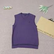 美國帶回 Banana Republic 型男必備 經典大象 Logo繡 紫色 純棉 V領背心 M