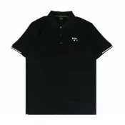 BOSS 純棉膠囊系列印花白字LOGO網球設計POLO衫(男款/黑)