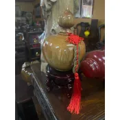 【香川家居】高雄展示廳《樟木聚寶盆  附開光五帝錢+底座》檀木聚寶 聚財 寶瓶 加持財位 擺件 送禮 開幕 招財納福