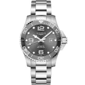 【LONGINES 浪琴】水鬼 深海征服者浪鬼陶瓷潛水機械錶-灰x銀/43mm(L3.782.4.76.6)