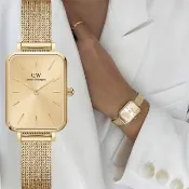 【Daniel Wellington】DW 女錶-20x26mm Quadro Unitone 極簡美學方形米蘭帶女錶-金色 交換禮物(DW00100485)