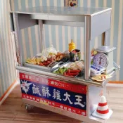 鹽酥雞 鹹酥雞 滷味 可亮燈 攤車 夜市 點心 小吃 袖珍 手作 迷你 食玩 微型 藝術 擺飾 禮物 模型 黏土 食物