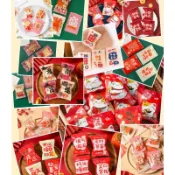 ★現貨買20包送1包★新年喜氣招財貓封口袋袋雪花酥新年節慶禮品袋春節招財牛軋糖袋雪Q餅袋手提式自立袋鳳梨酥包裝袋
