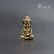 全球購✨黃銅小沙彌純銅坐禪小和尚做舊微彫銅手把銅藝qi✨熱銷大促