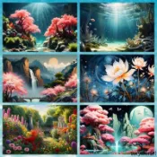 【蝦皮最低價】魚缸貼紙背景畵3D水族箱造景裝飾水草森林僊境壁紙高清正膠外貼圖
