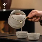 免運 出貨快 小青柑專用泡茶壺旋轉逍遙壺側把壺單壺陶瓷茶壺茶水分離汝窯茶具 公司貨pyy8612