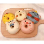 可愛動物造型甜甜圈款饅頭 收涎饅頭