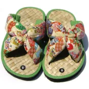 {和風花漾}精緻 可愛 天然的兒童手工草編拖鞋/slippers/sandals-綠色套式