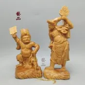 崖柏木七爺八爺黑白無常黑白無常人物神像擺件黑無常範無赦規格：854cm白無常謝必安規格：1054釐