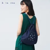 a la sha 【全新、深藍】 開口Q咪束口後背包💰牌價790