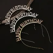 【Emi 艾迷】生日快樂髮箍 水鑽閃亮 生日派對 HappyBirthday