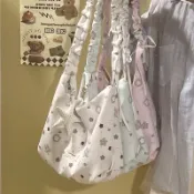 小眾設計少女抽繩餃子包百搭學生通勤單肩背包逛街旅行輕便斜背包 GDHF