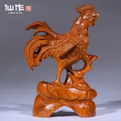 銀聯網日用品生活館 黃花梨木雕大公雞擺件實木動物生肖招財雞家居風水紅木工藝品禮品