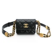 【BreezeOnline 微風精品線上】CHANEL  金幣腰包 黑金