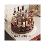 (店+)中古風胡桃木紋旋轉調料盤 360°旋轉 廚房油鹽醬醋臺面調味收納托盤 大容量置物架 廚房瓶罐收納盤