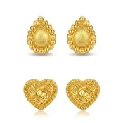【儒家珠寶】黃金耳環 9999 耳針式 復古水滴 復古愛心 (0.17錢正負0.01錢)