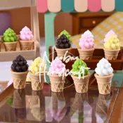 【腦包手作】迷你微縮食玩 立體甜筒冰淇淋 迷你甜筒 Dollhouse 娃娃屋 模型拍攝