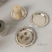 【臺灣出貨】⚡ 復古  ins 風戒指谷美托盤蠟燭香薰杯墊痛包DIY58mm75mm吧唧托盤屬JLS 盤子 餐盤 碗盤 