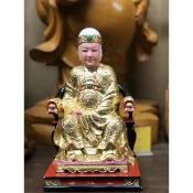 「華誠」8吋8 樟木實木雕刻 金身神像  土地婆 土地夫人 福德夫人 土地公 福德正神